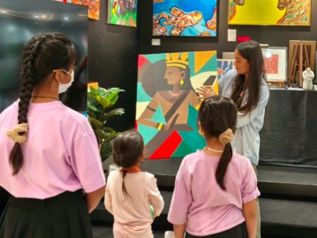 Anya Minko leading a creative workshop in Cambodia
